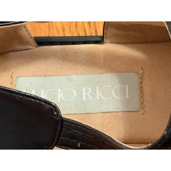 Lucio Ricci Black Leather Mens Dress Shoe Sandals Size 11 Cut-Out Detail - Picture 6 of 9